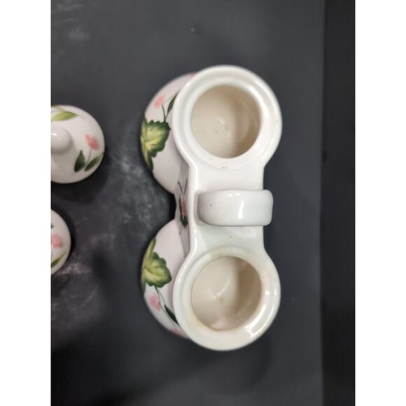 DesignPac Dual Condiment Pot, Jam Jelly Ceramic Holder, Hand Painted Berries - Picture 6 of 8